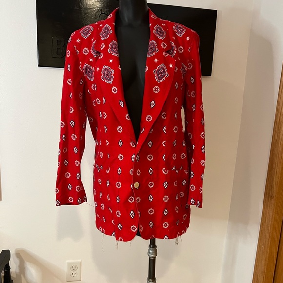 Liz Claiborne Jackets & Coats Vintage Red Bandana Print Blazer